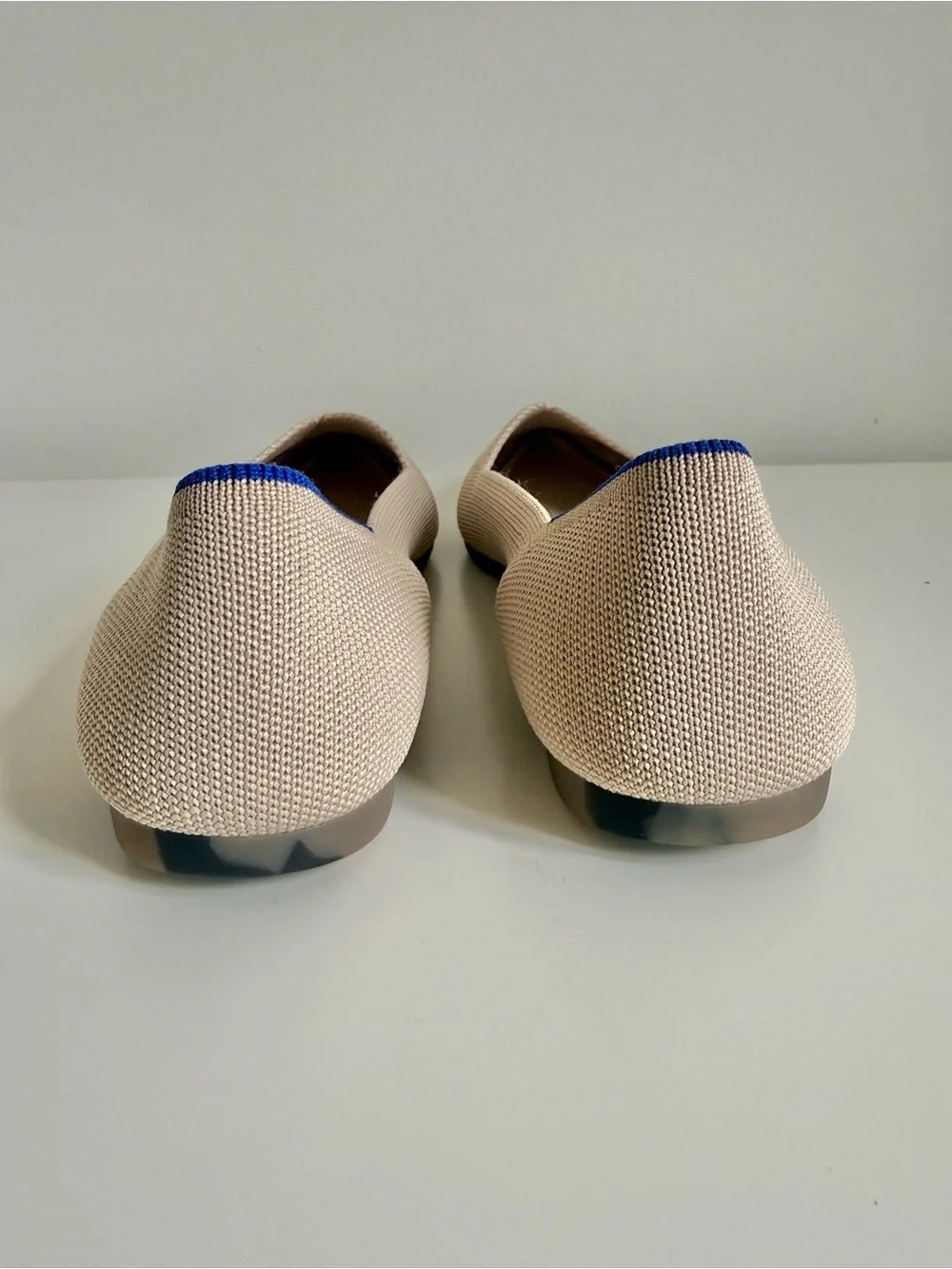 Rothy's The Point OG Flats Ecru Tortoiseshell Sole Neutral Washable Knit Shoes 8